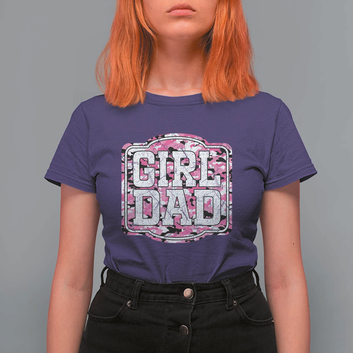 Girl Dad T Shirt For Women Pink Camo Hunting Daddy Father's Day - Wonder Print Shop