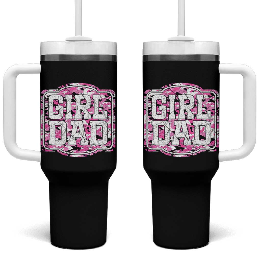 Girl Dad Tumbler With Handle Pink Camo Hunting Daddy Father's Day - Wonder Print Shop