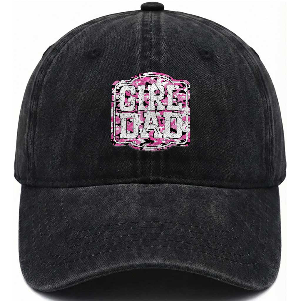 Girl Dad Washed Cotton Baseball Cap Pink Camo Hunting Daddy Father's Day