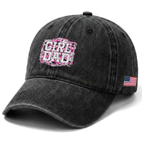 Girl Dad Washed Cotton Baseball Cap Pink Camo Hunting Daddy Father's Day