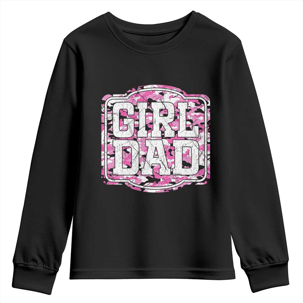 Girl Dad Youth Sweatshirt Pink Camo Hunting Daddy Father's Day - Wonder Print Shop