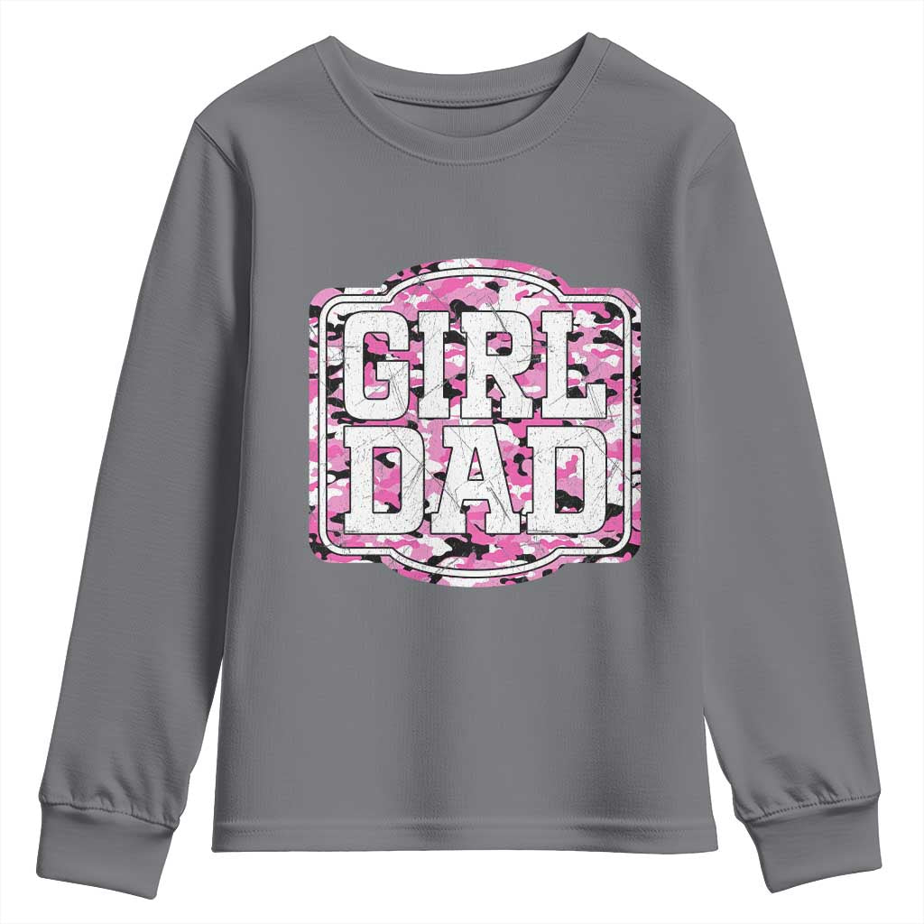 Girl Dad Youth Sweatshirt Pink Camo Hunting Daddy Father's Day - Wonder Print Shop