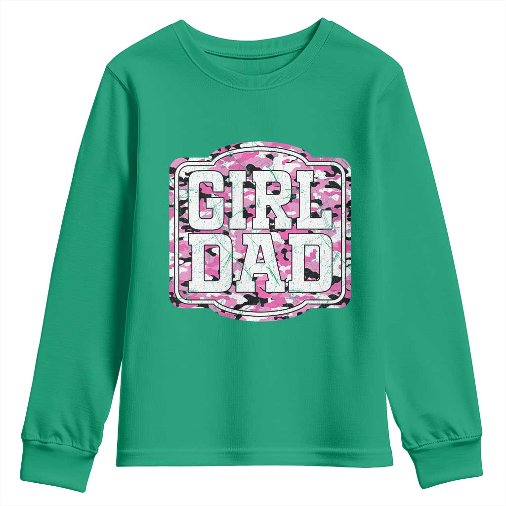 Girl Dad Youth Sweatshirt Pink Camo Hunting Daddy Father's Day - Wonder Print Shop