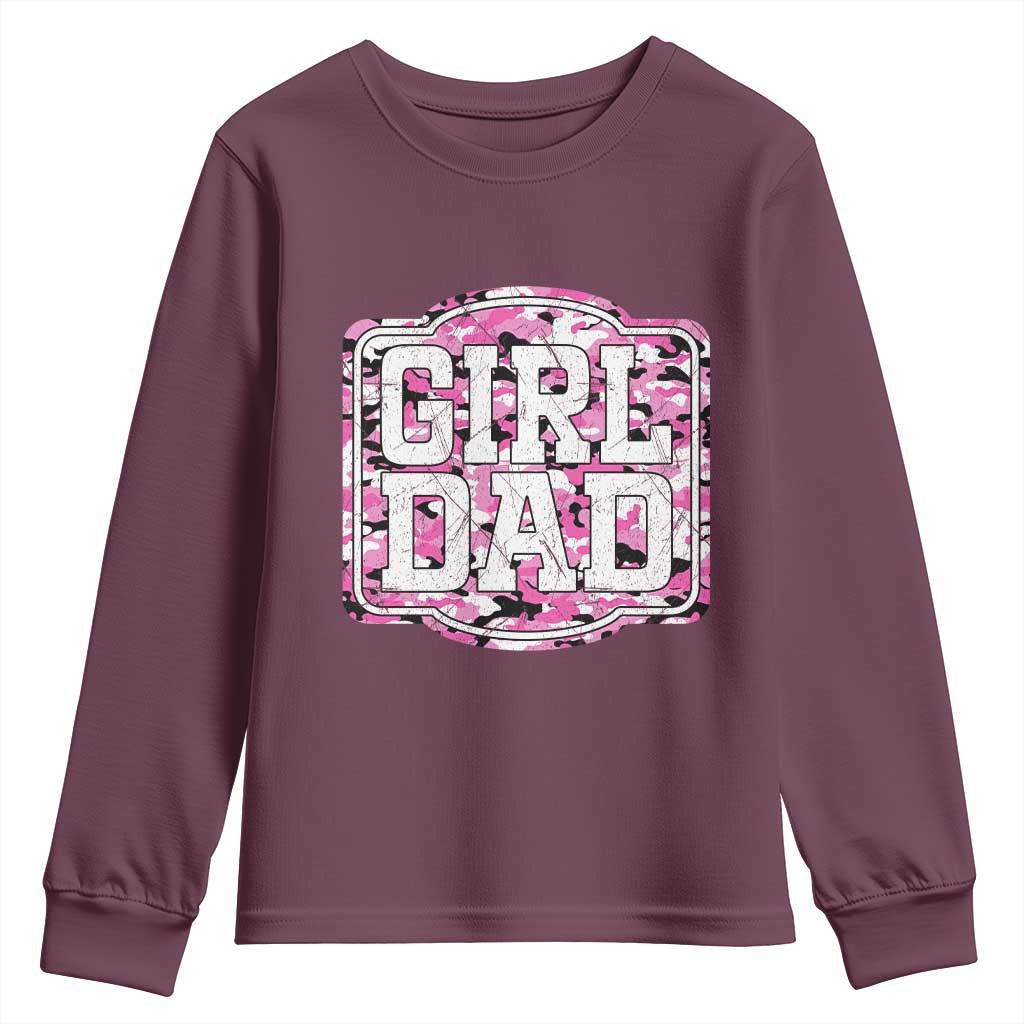 Girl Dad Youth Sweatshirt Pink Camo Hunting Daddy Father's Day - Wonder Print Shop