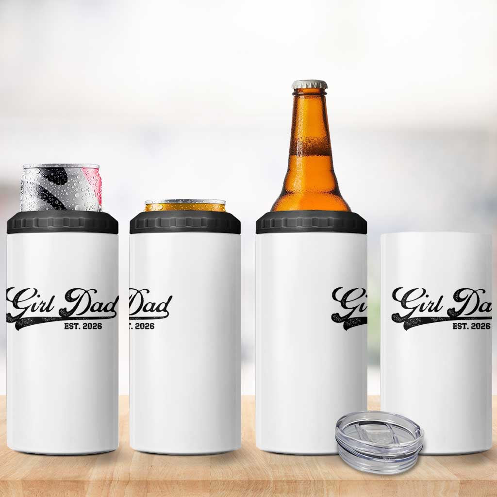 Girl Dad Est 2026 4 in 1 Can Cooler Tumbler Dad Of Girl 2026 Baby Announcement - Wonder Print Shop