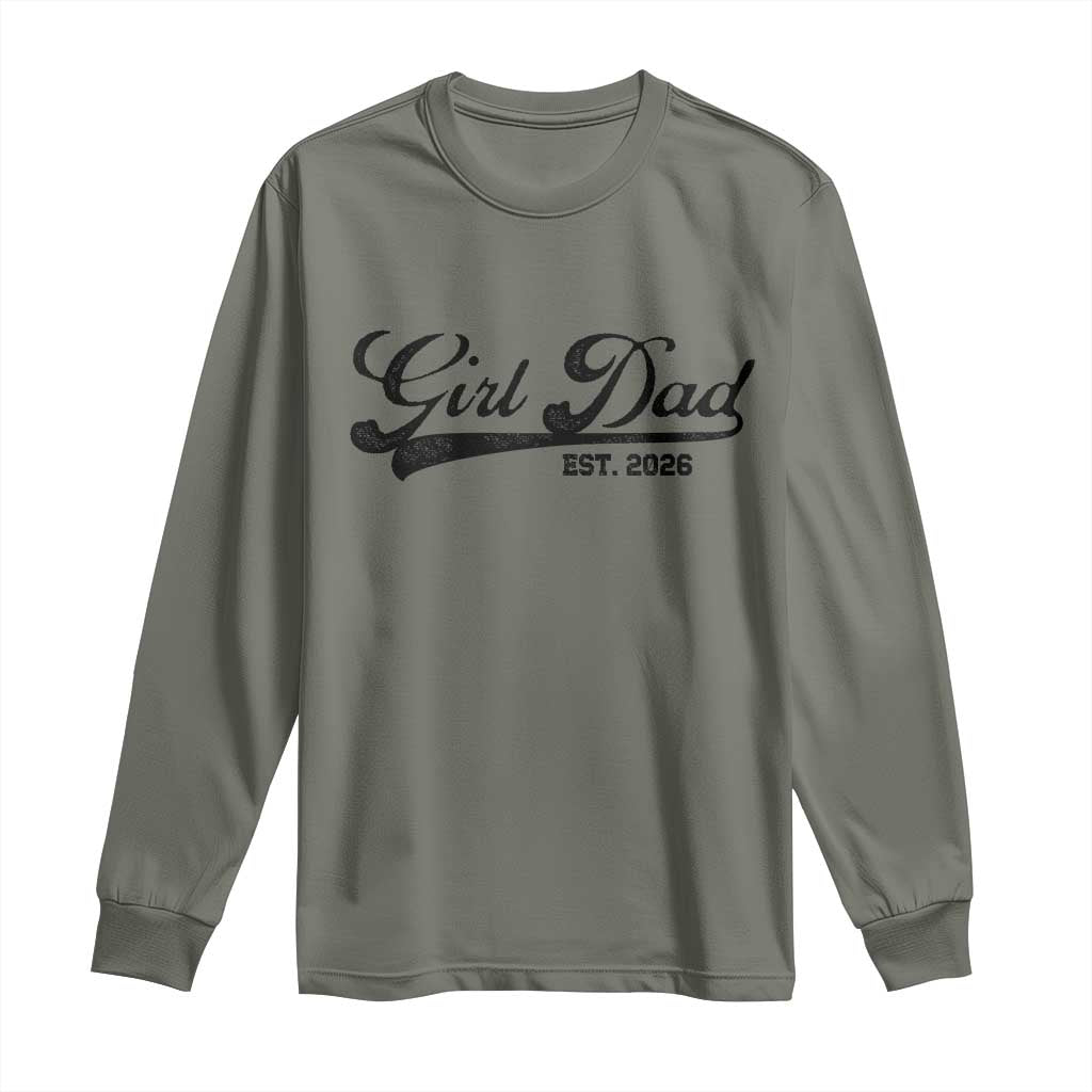 Girl Dad Est 2026 Long Sleeve Shirt Dad Of Girl 2026 Baby Announcement - Wonder Print Shop