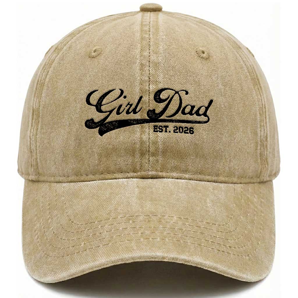 Girl Dad Est 2026 Washed Cotton Baseball Cap Dad Of Girl 2026 Baby Announcement