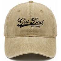 Girl Dad Est 2026 Washed Cotton Baseball Cap Dad Of Girl 2026 Baby Announcement