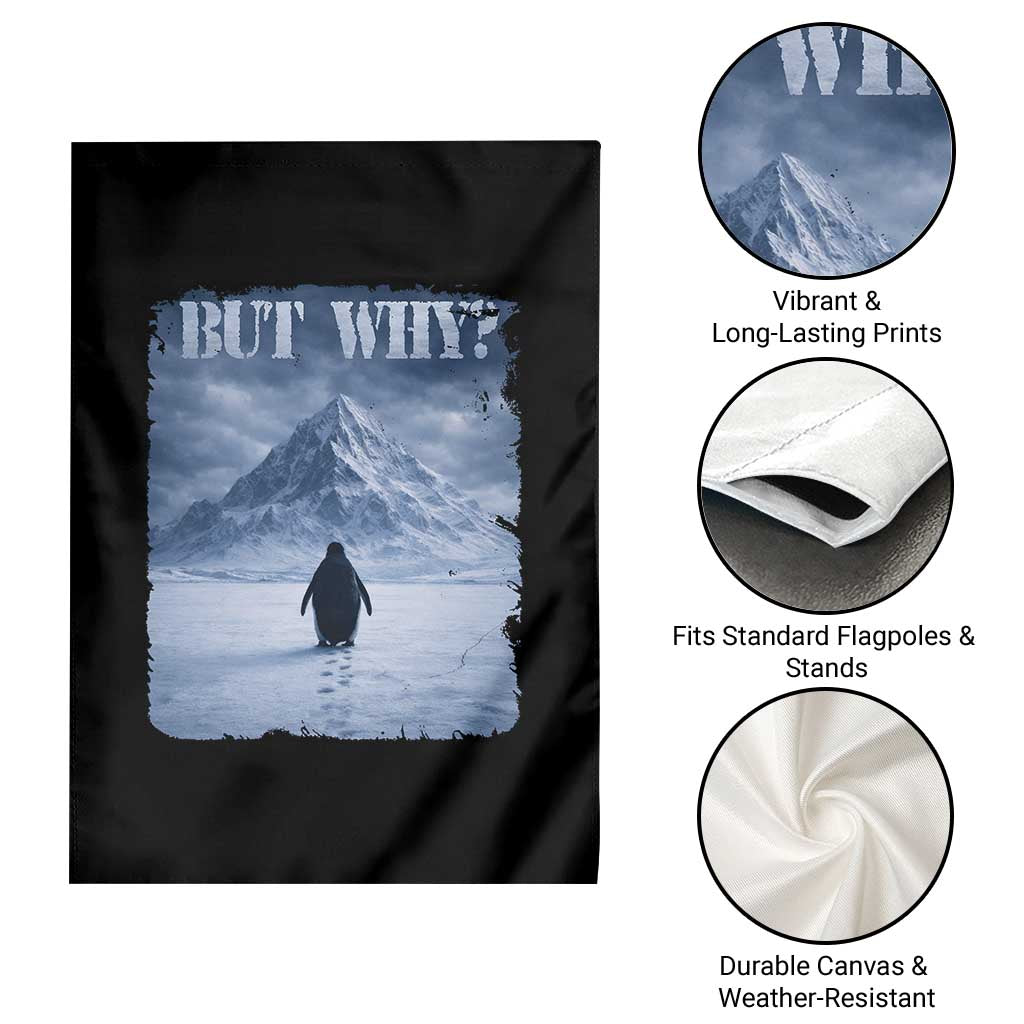 Nihilist Penguin But Why Garden Flag Snow Mountains Motivational Penguin Meme