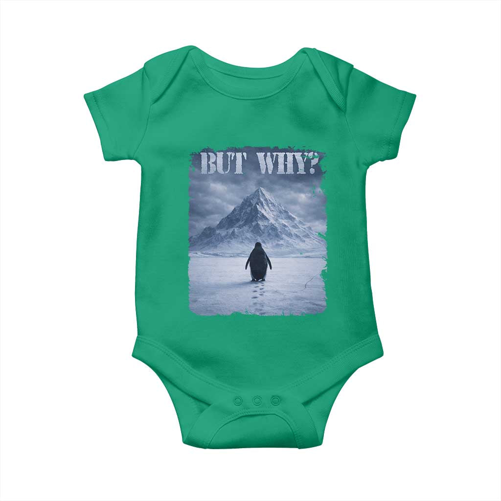 Nihilist Penguin But Why Baby Onesie Snow Mountains Motivational Penguin Meme