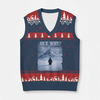 Nihilist Penguin But Why V-Neck Knit Sweater Vest Snow Mountains Motivational Penguin Meme
