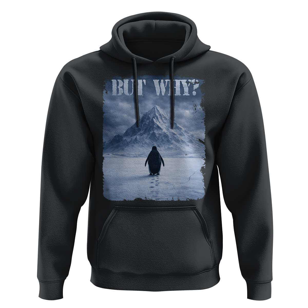 Nihilist Penguin But Why Hoodie Snow Mountains Motivational Penguin Meme