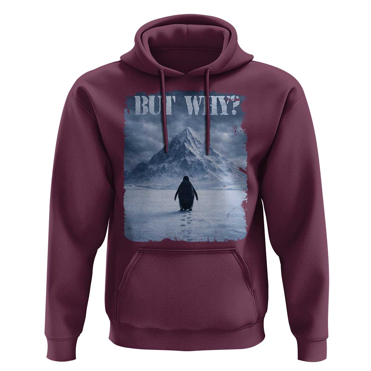 Nihilist Penguin But Why Hoodie Snow Mountains Motivational Penguin Meme