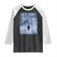 Nihilist Penguin But Why Raglan Shirt Snow Mountains Motivational Penguin Meme