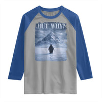Nihilist Penguin But Why Raglan Shirt Snow Mountains Motivational Penguin Meme