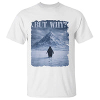 Nihilist Penguin But Why T Shirt Snow Mountains Motivational Penguin Meme