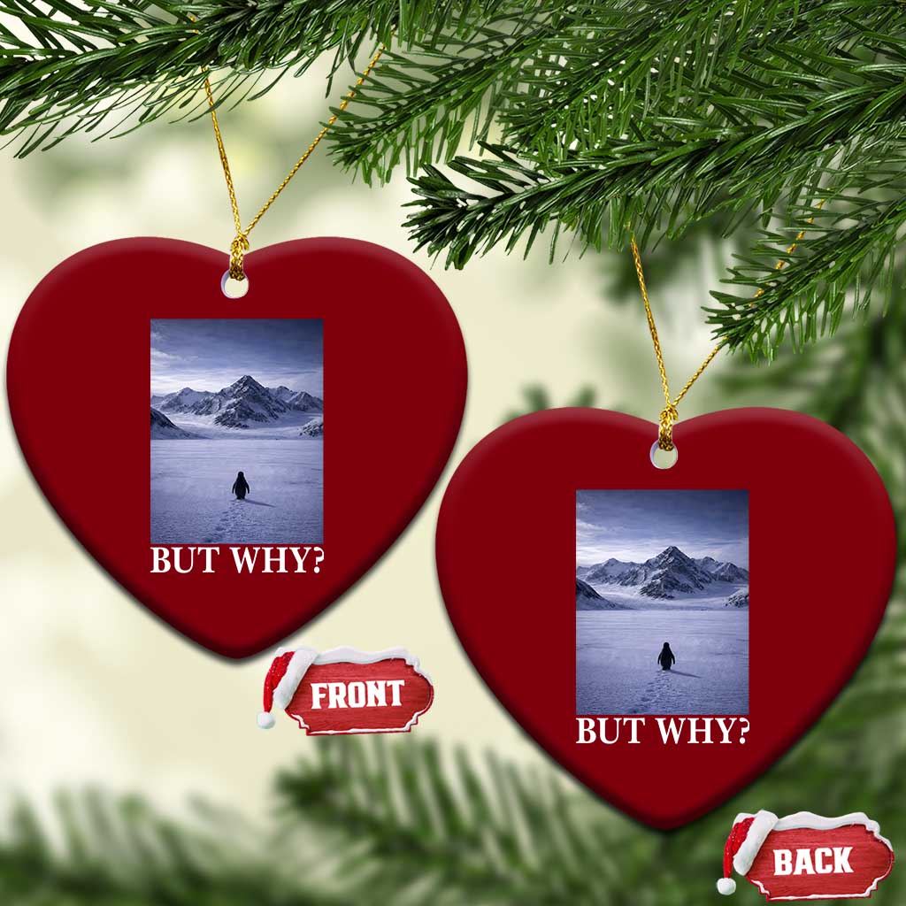 Nihilist Penguin But Why Ceramic Ornament Lone Penguin Walking Toward Mountain Meme