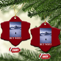 Nihilist Penguin But Why Ceramic Ornament Lone Penguin Walking Toward Mountain Meme