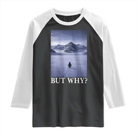 Nihilist Penguin But Why Raglan Shirt Lone Penguin Walking Toward Mountain Meme