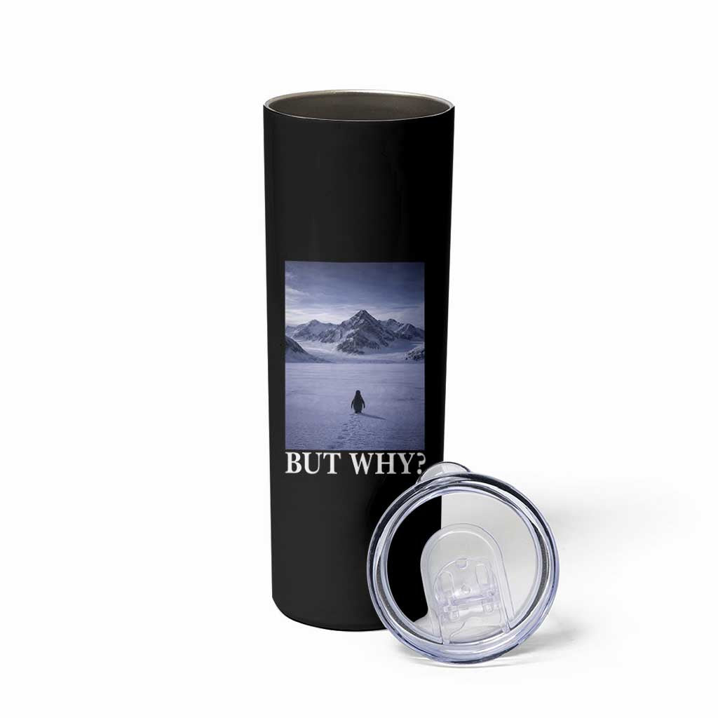 Nihilist Penguin But Why Skinny Tumbler Lone Penguin Walking Toward Mountain Meme