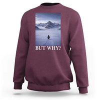 Nihilist Penguin But Why Sweatshirt Lone Penguin Walking Toward Mountain Meme