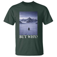 Nihilist Penguin But Why T Shirt Lone Penguin Walking Toward Mountain Meme
