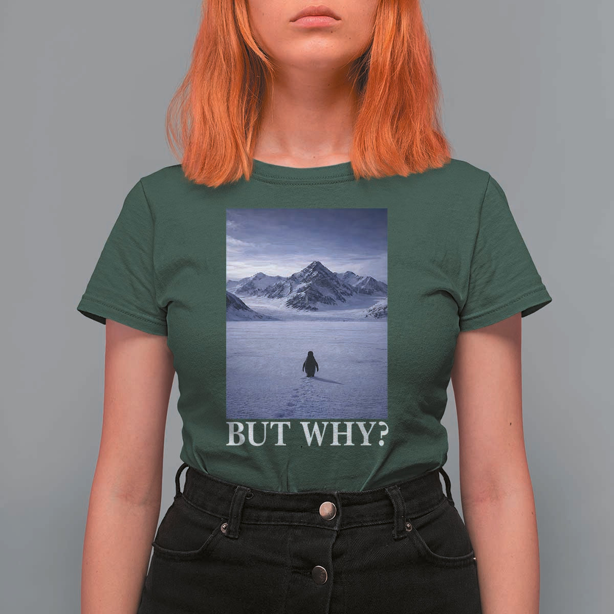 Nihilist Penguin But Why T Shirt For Women Lone Penguin Walking Toward Mountain Meme