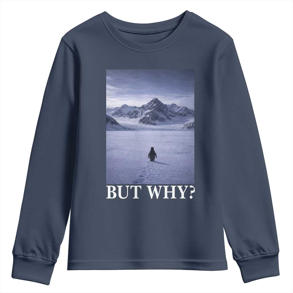 Nihilist Penguin But Why Youth Sweatshirt Lone Penguin Walking Toward Mountain Meme