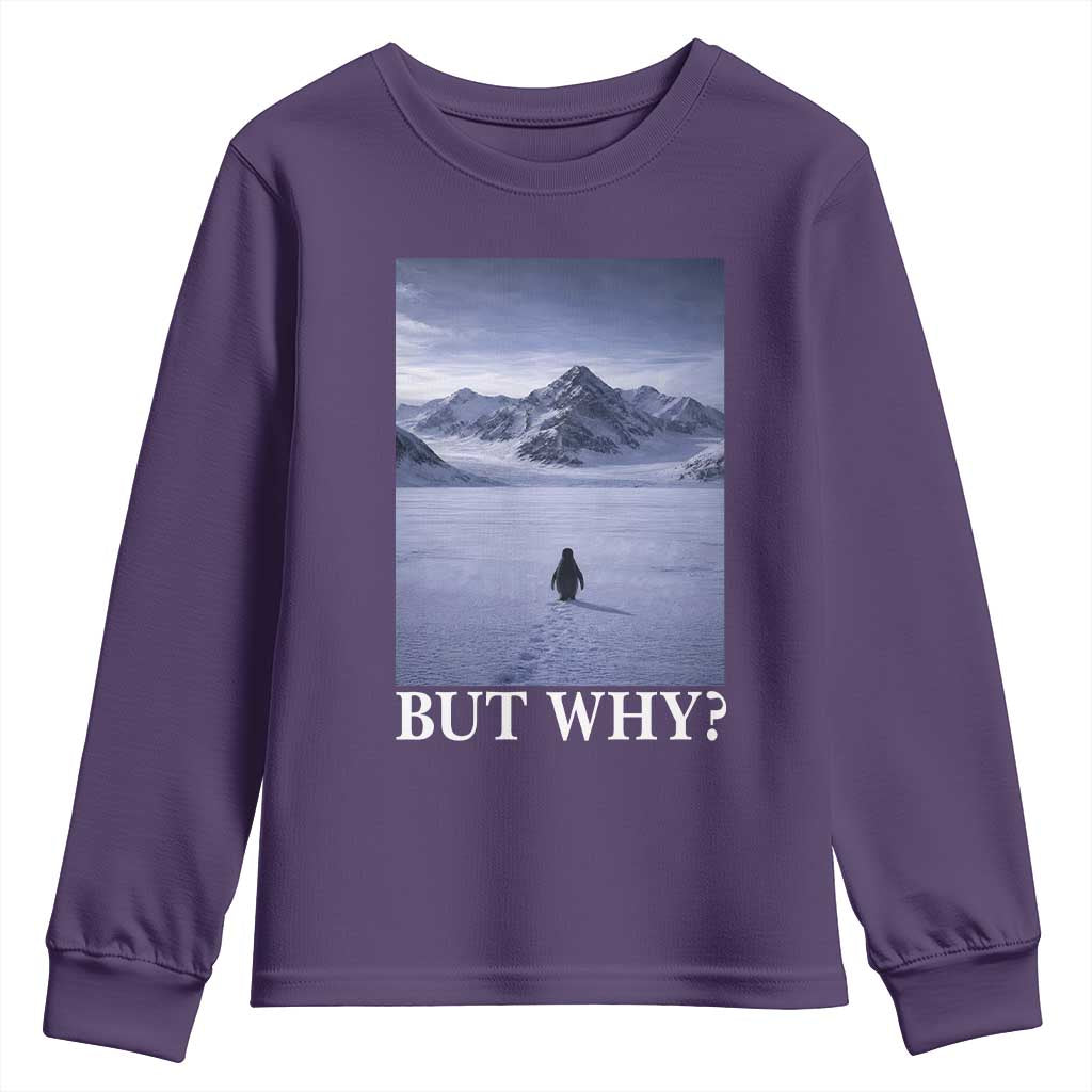 Nihilist Penguin But Why Youth Sweatshirt Lone Penguin Walking Toward Mountain Meme