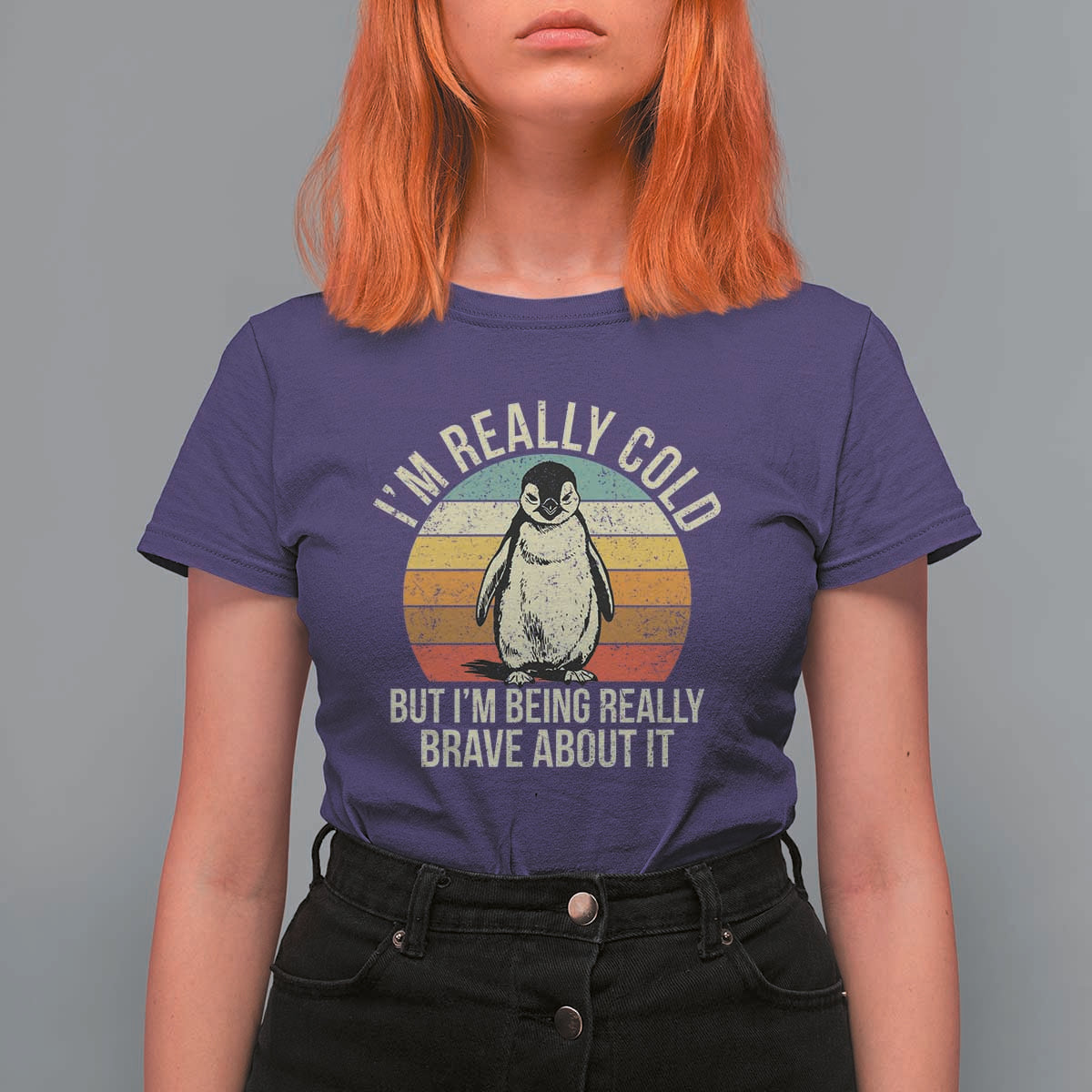 I Am Really Cold But I'm Being Really Brave About It T Shirt For Women Funny Penguin