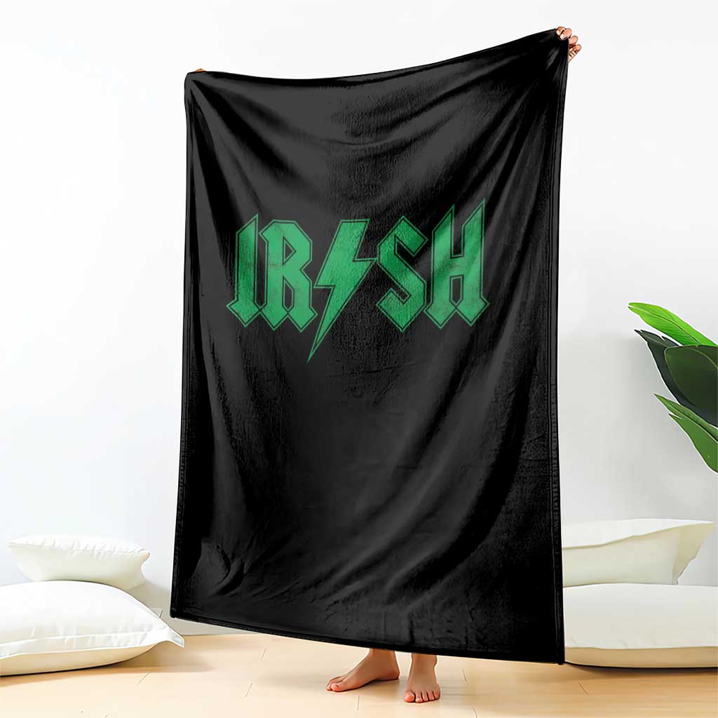 Funny Irish Rocker St Patrickss Day Lightning Bolt Rock and Roll Throw Blanket