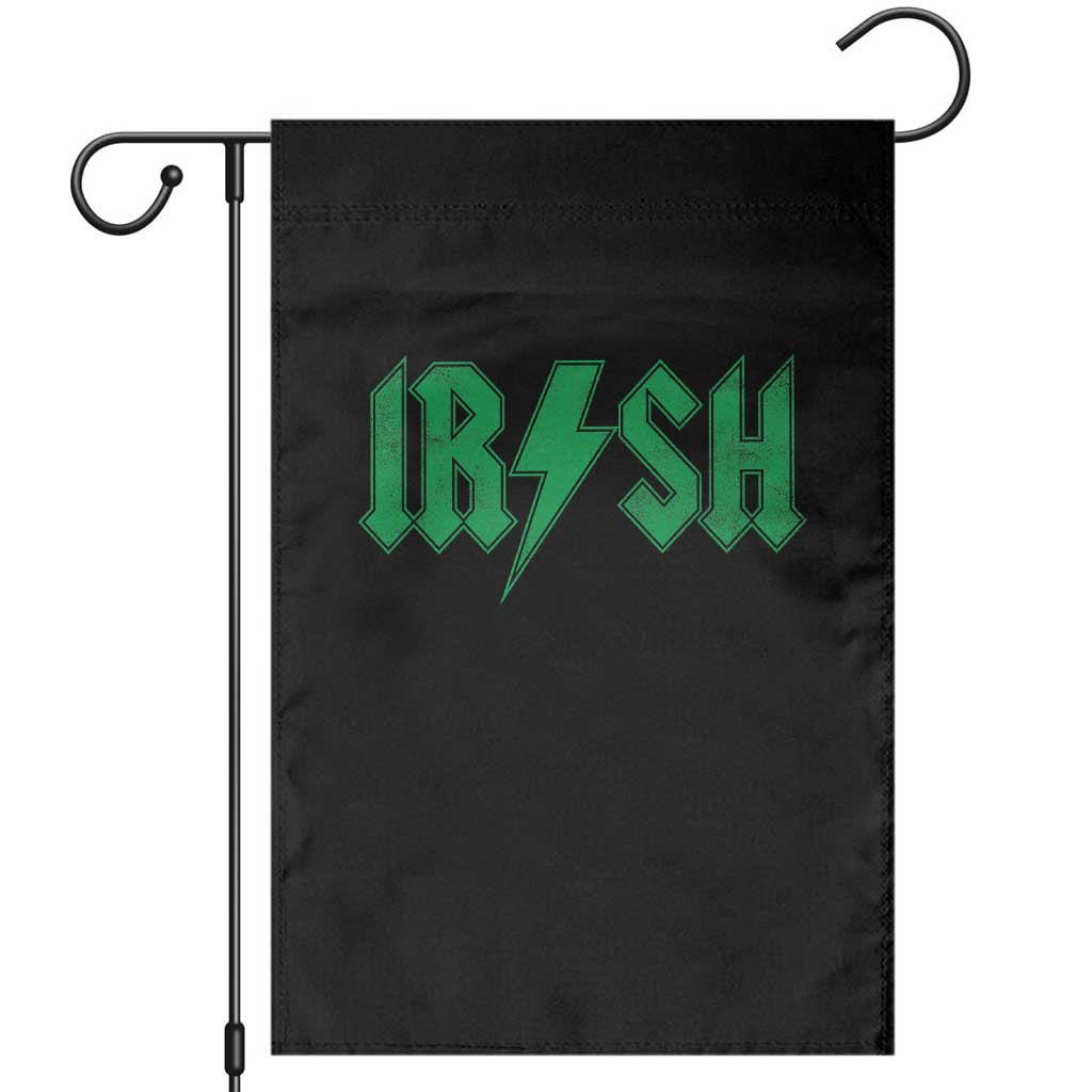 Funny Irish Rocker St Patrickss Day Lightning Bolt Rock and Roll Garden Flag