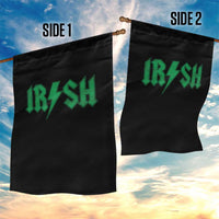 Funny Irish Rocker St Patrickss Day Lightning Bolt Rock and Roll Garden Flag