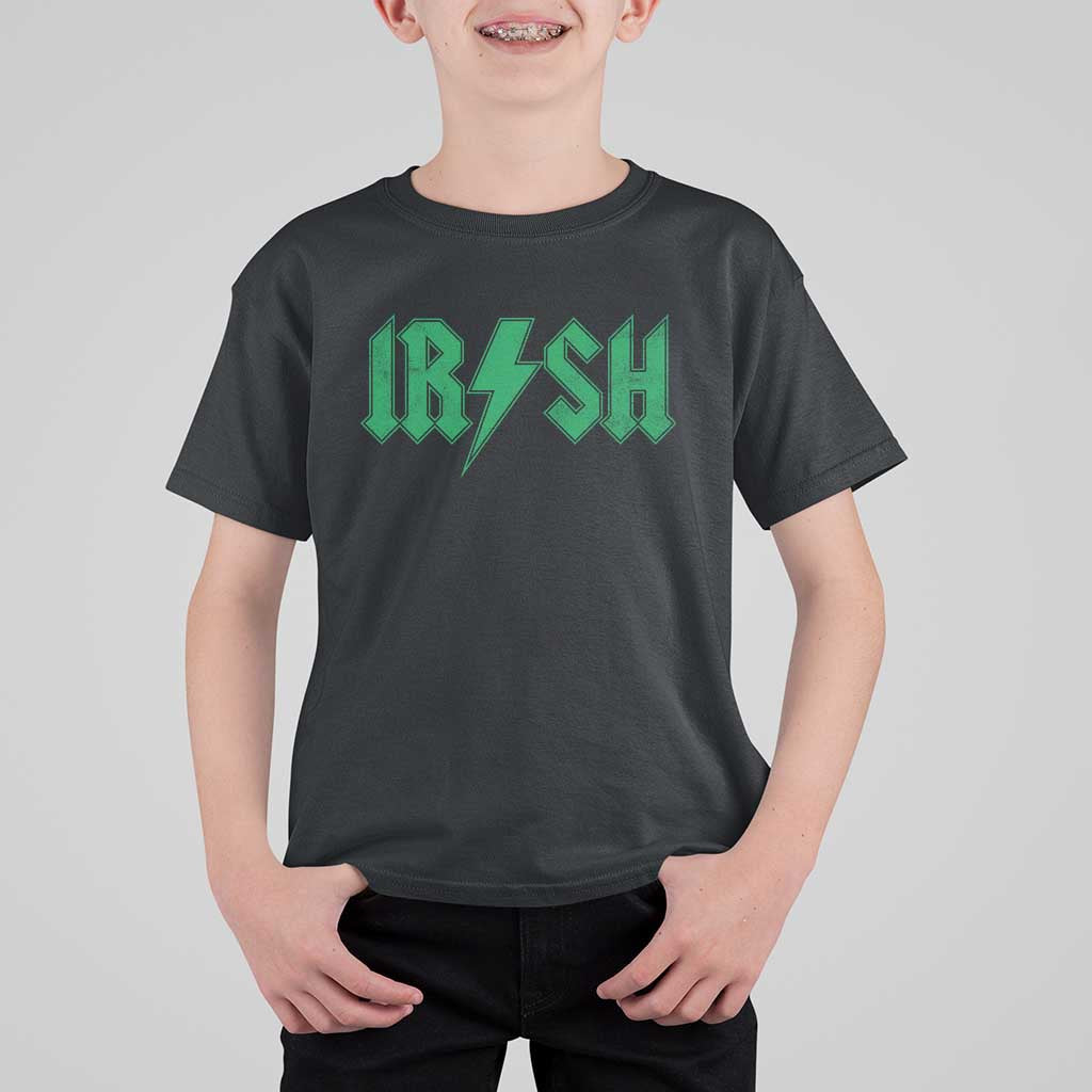 Funny Irish Rocker St Patrickss Day Lightning Bolt Rock and Roll T Shirt For Kid