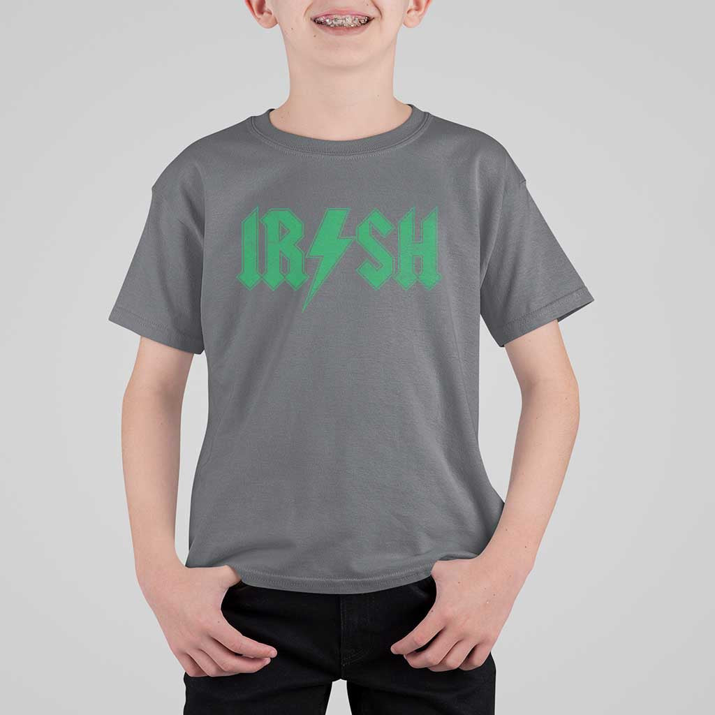 Funny Irish Rocker St Patrickss Day Lightning Bolt Rock and Roll T Shirt For Kid