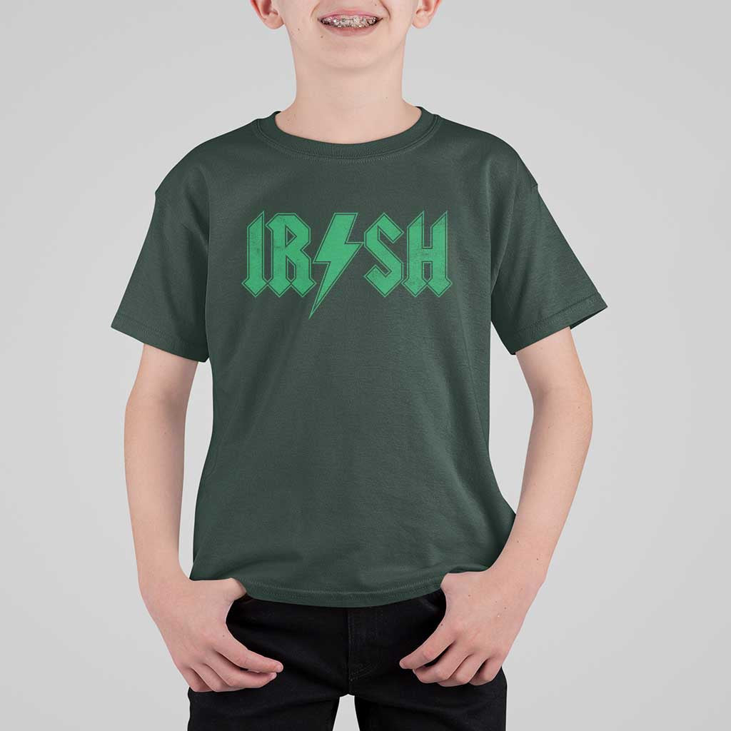 Funny Irish Rocker St Patrickss Day Lightning Bolt Rock and Roll T Shirt For Kid