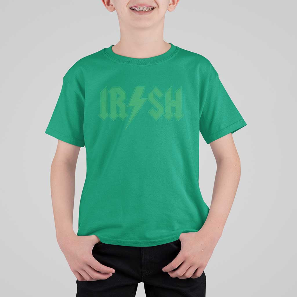 Funny Irish Rocker St Patrickss Day Lightning Bolt Rock and Roll T Shirt For Kid