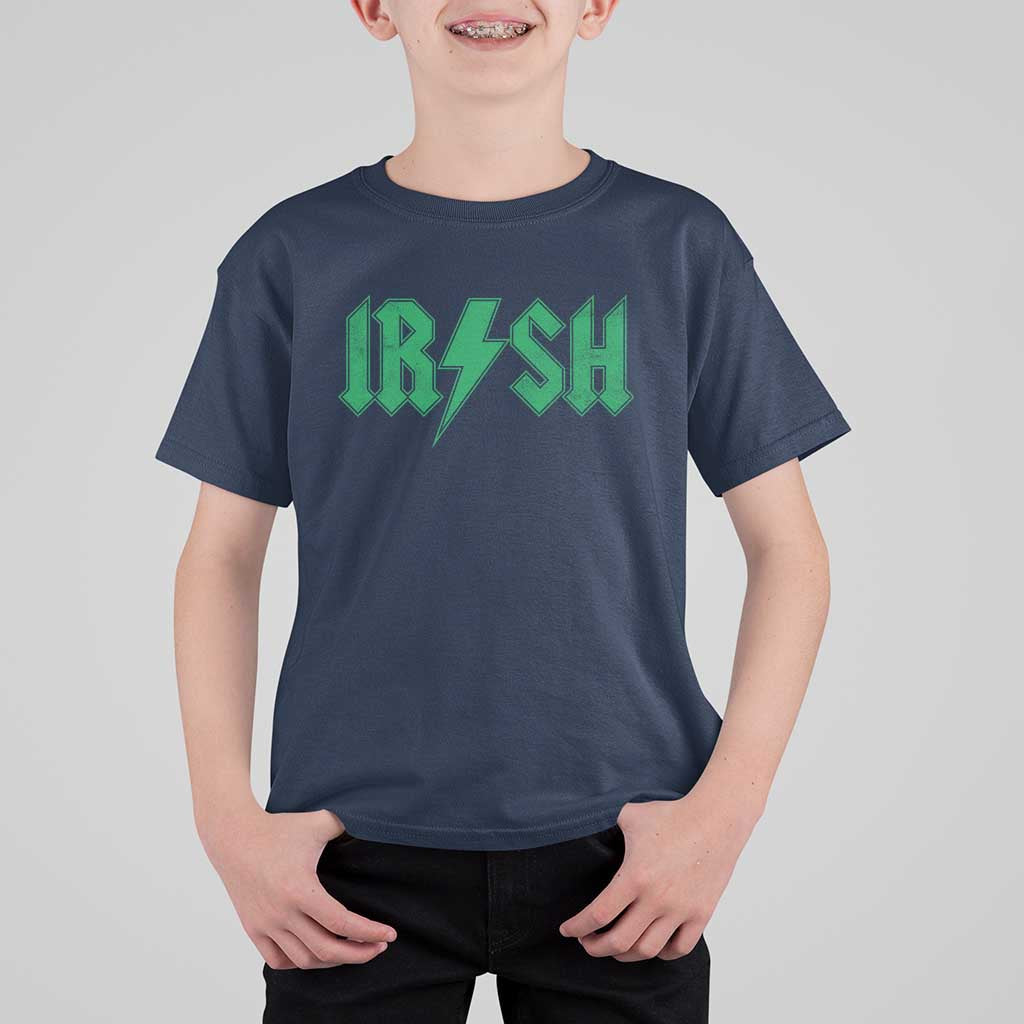 Funny Irish Rocker St Patrickss Day Lightning Bolt Rock and Roll T Shirt For Kid