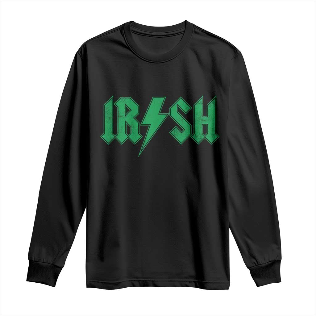 Funny Irish Rocker St Patrickss Day Lightning Bolt Rock and Roll Long Sleeve Shirt