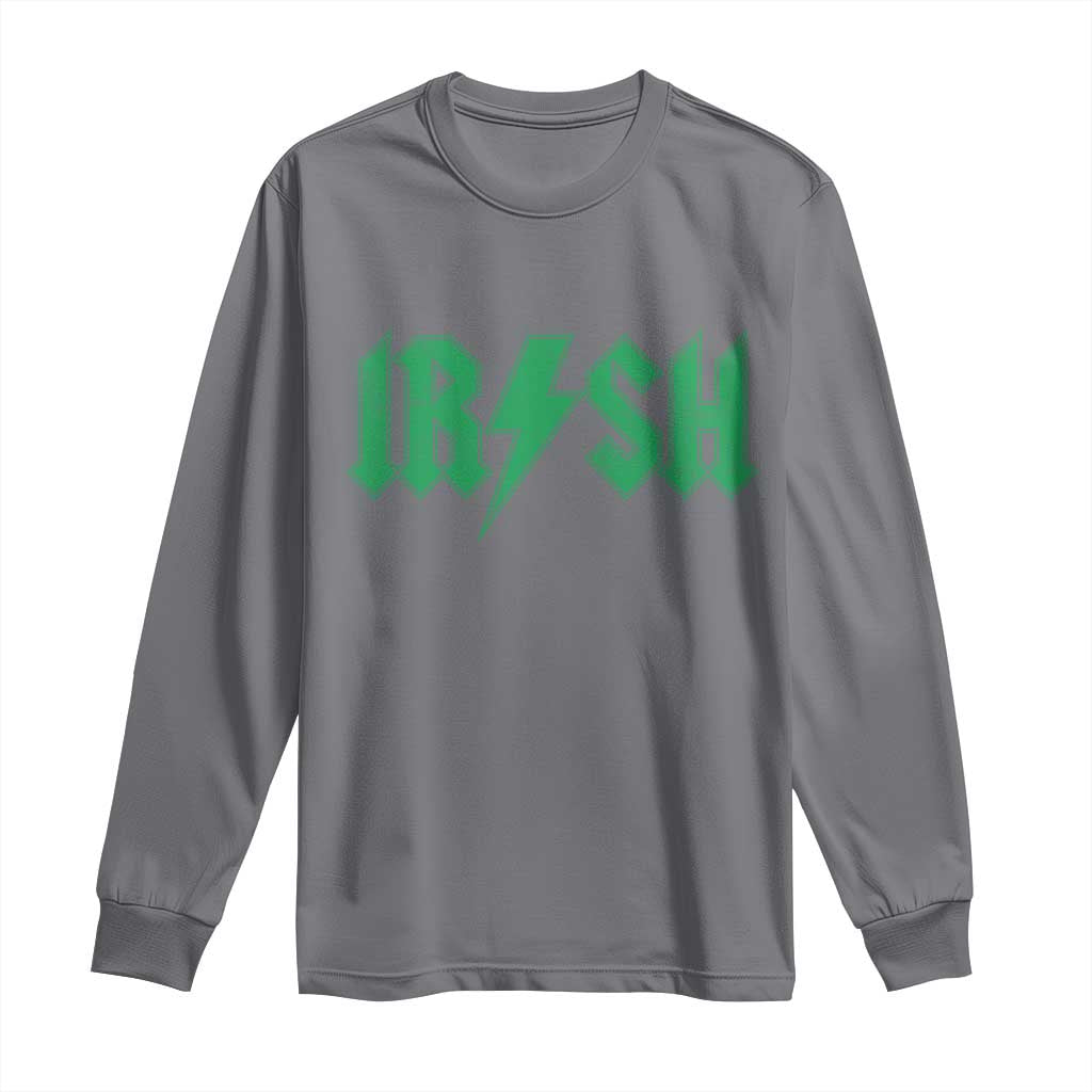 Funny Irish Rocker St Patrickss Day Lightning Bolt Rock and Roll Long Sleeve Shirt