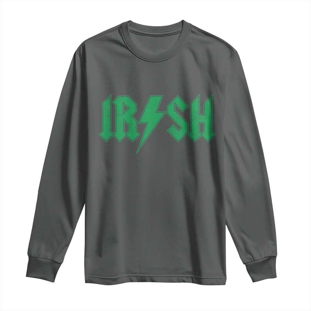 Funny Irish Rocker St Patrickss Day Lightning Bolt Rock and Roll Long Sleeve Shirt
