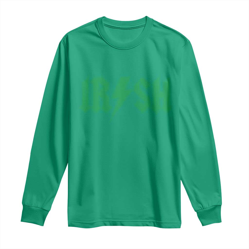 Funny Irish Rocker St Patrickss Day Lightning Bolt Rock and Roll Long Sleeve Shirt