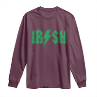 Funny Irish Rocker St Patrickss Day Lightning Bolt Rock and Roll Long Sleeve Shirt