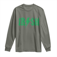 Funny Irish Rocker St Patrickss Day Lightning Bolt Rock and Roll Long Sleeve Shirt