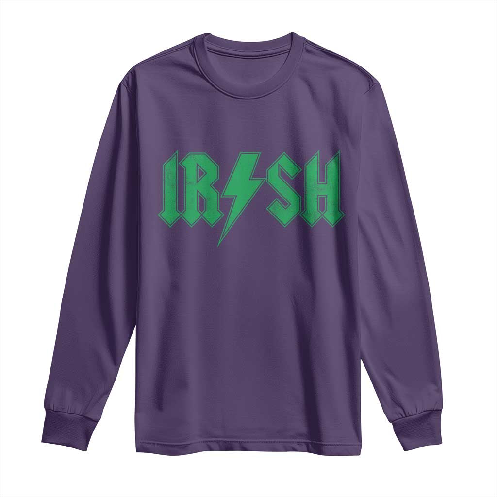 Funny Irish Rocker St Patrickss Day Lightning Bolt Rock and Roll Long Sleeve Shirt