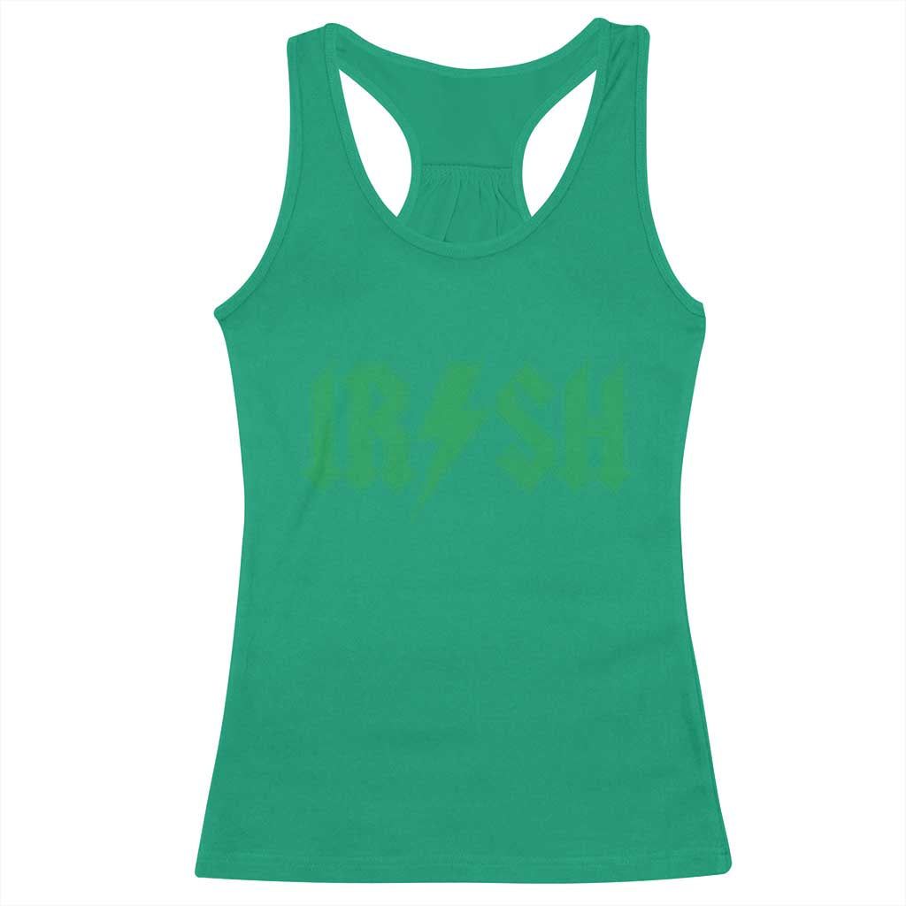Funny Irish Rocker St Patrickss Day Lightning Bolt Rock and Roll Racerback Tank Top