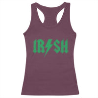 Funny Irish Rocker St Patrickss Day Lightning Bolt Rock and Roll Racerback Tank Top