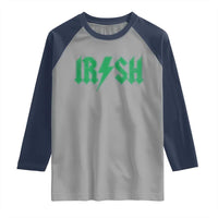 Funny Irish Rocker St Patrickss Day Lightning Bolt Rock and Roll Raglan Shirt
