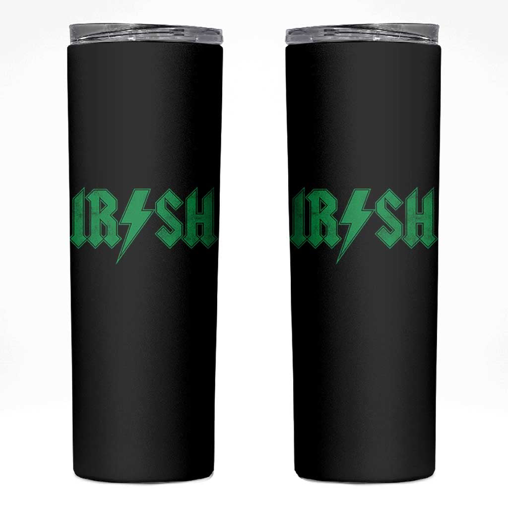 Funny Irish Rocker St Patrickss Day Lightning Bolt Rock and Roll Skinny Tumbler