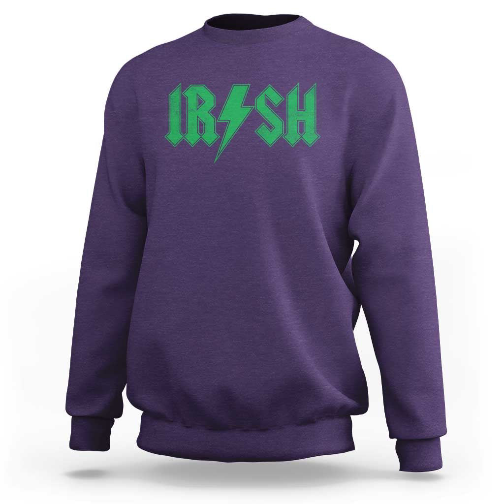 Funny Irish Rocker St Patrickss Day Lightning Bolt Rock and Roll Sweatshirt